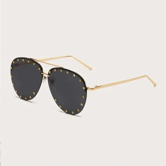Studded Aviator Sunglasses - Picture 2 of 5